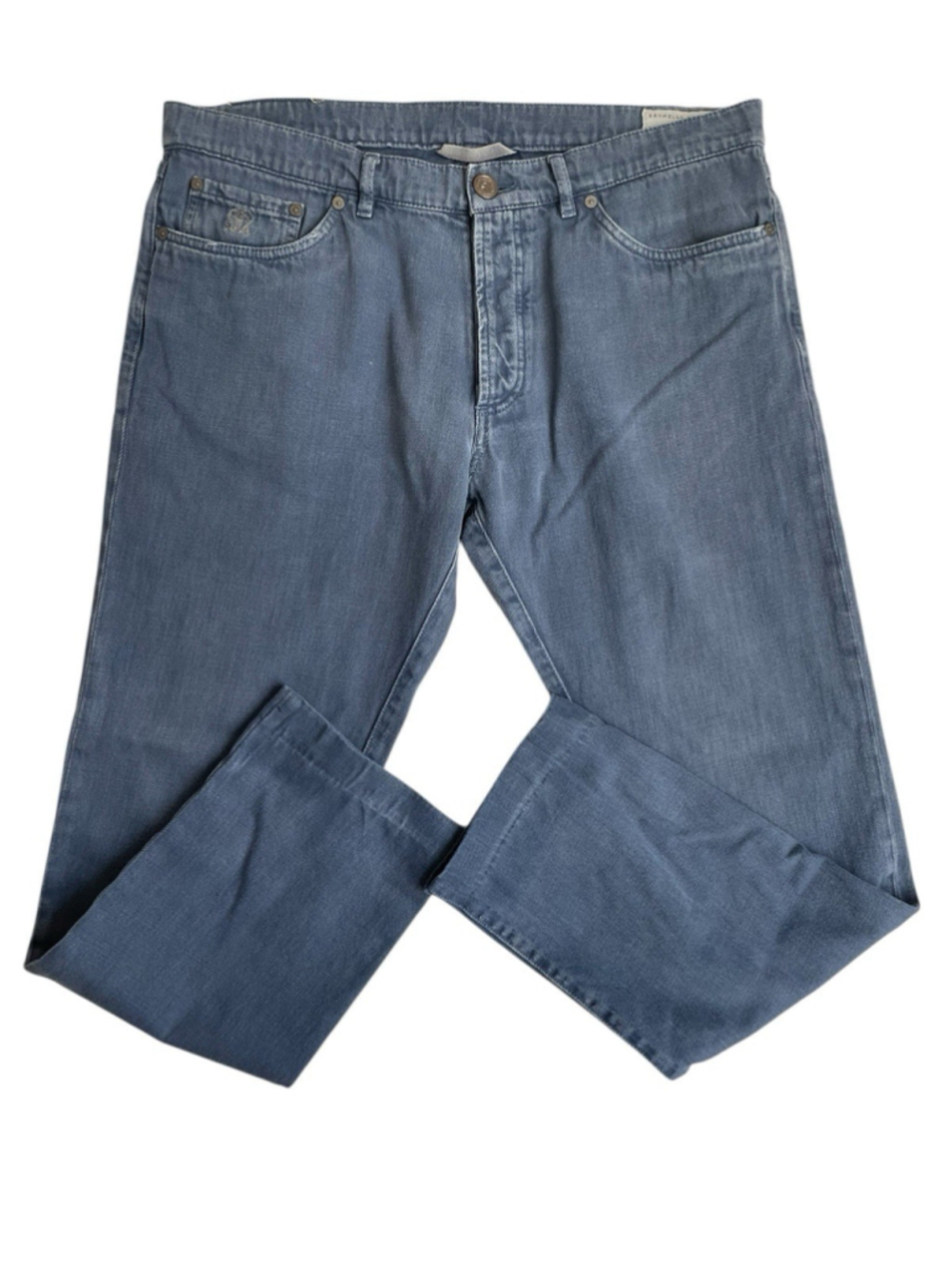 Brunello Cucinelli Jeans Mens 36X31 Denim Trousers Button Fly IT 54 Blue Gray